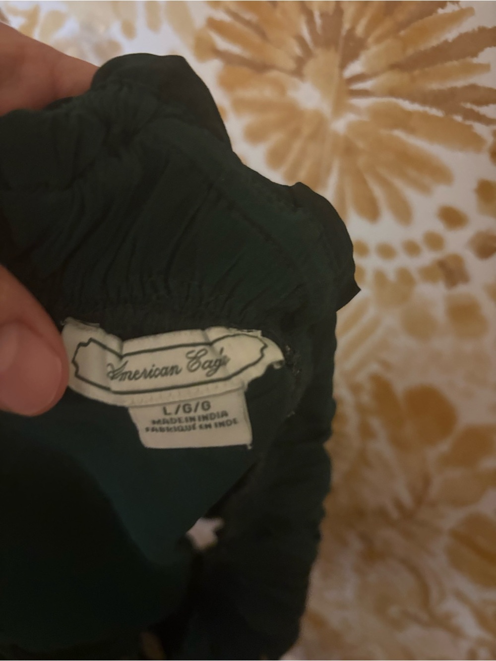 American Eagle Babydoll Ruched Romantic Forest Green Ruched Tie Front Cami Top - Picture 3 of 11